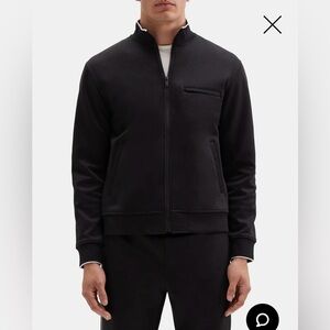 Theory Zip Jacket in Double-Knit Jersey Stand Collar Black Size XS NWT